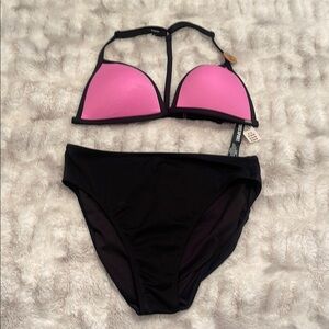 PINK Victoria's Secret Pink and Black Bikini Set